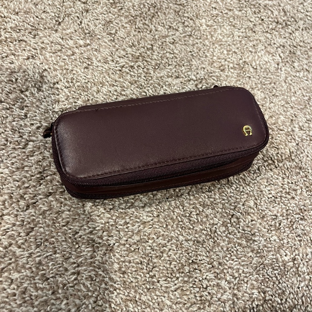 Etienne Aigner Brown Leather eye wear storage case